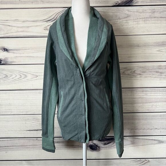 Lululemon To Class Textured Green Button Down Double Collar Cardigan Jacket - Picture 6 of 15